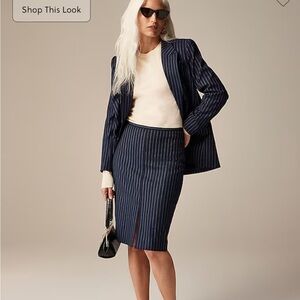 Navy pin stripe pencil skirt